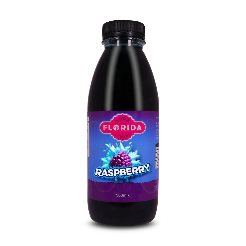 500ml bottle(s) of Blue Raspberry Sodastream syrup with vibrant blue label and fruit themes.