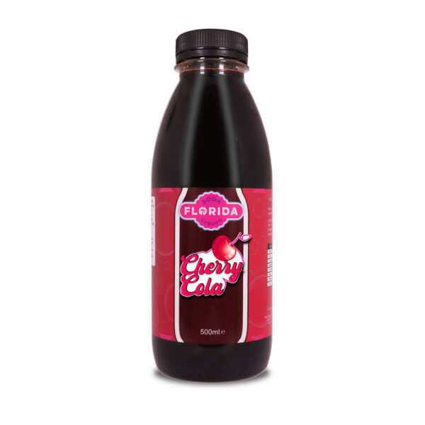 500ml bottle(s) of Cherry Cola Sodastream syrup with vibrant red label and retro themes.
