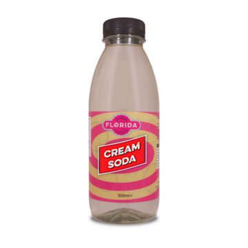 500ml bottle(s) of Cream Soda Sodastream syrup with vibrant cream and pink label and retro themes.