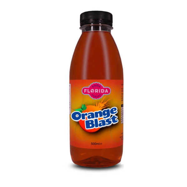 500ml bottle(s) of Orange Blast Sodastream syrup with vibrant orange label and classic themes.
