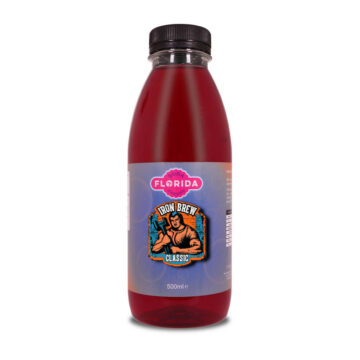 500ml bottle(s) of Iron Brew Sodastream syrup with vibrant orange label and retro themes.