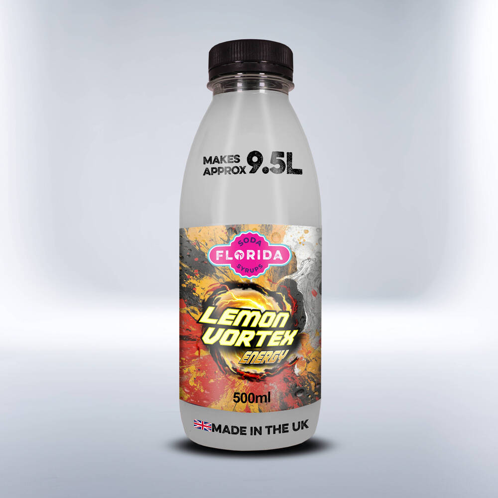 Bottle of 500ml White Soda Stream Energy Drink on a white background