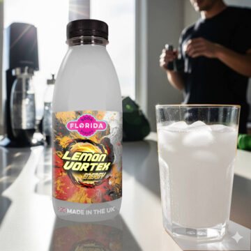 White Soda Stream Energy Drink on Kitchen Bench