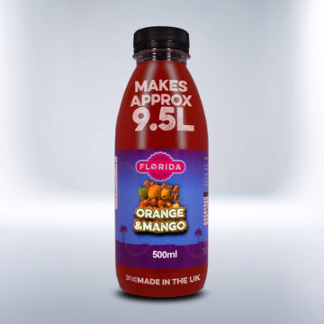 Bottle of 500ml Orange & Mango Soda Stream Drink on a white background
