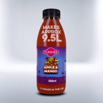 Bottle of 500ml Apple & Mango Soda Stream Drink on a white background