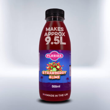 Bottle of 500ml Strawberry & Lime Soda Stream Drink on a white background