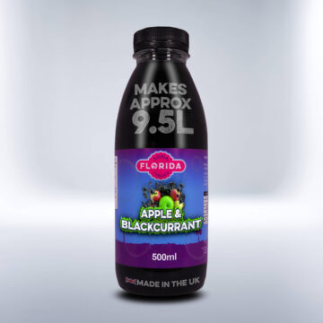Bottle of 500ml Apple & Blackcurrant Soda Stream Drink on a white background