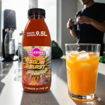 Orange Soda Stream Energy Drink on Kitchen Bench