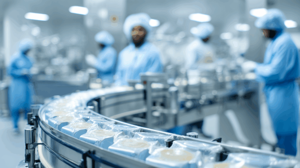 Inside of a modern manufacturing plant creating syrups for a ninja slushie machine
